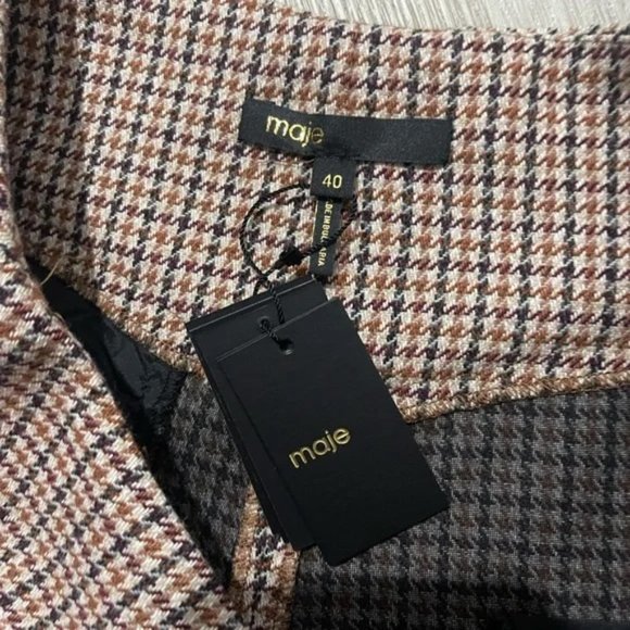 Maje Houndstooth Camel Skirt-Style Shorts - Picture 9 of 10